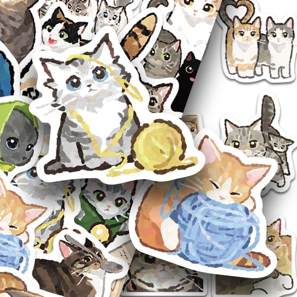 Ultra-Low Price 210pcs Hand-Drawn Cute Cat Stickers - DIY Decoration for Scrapbooks/Phone Cases (Raysha)