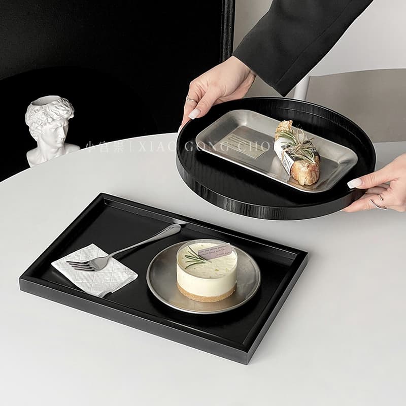 Wooden Round Plate Premium Rectangular Coffee Tray Home Dessert Plate Fruit Plate Dinner Plate Tea Tray Serving Tray