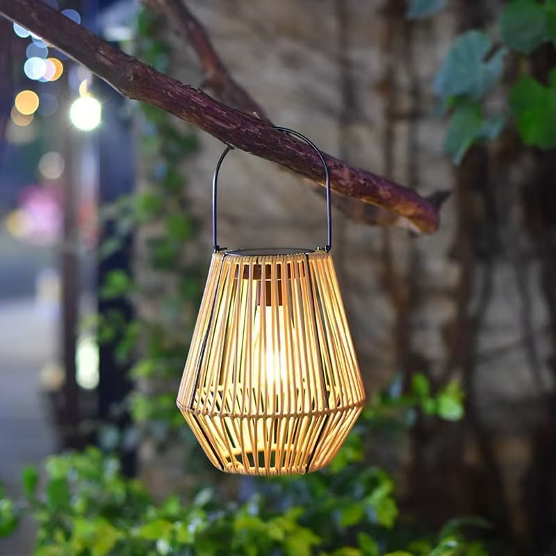 Solar Woven Rattan Lantern Courtyard Garden Decoration Outdoor Homestay Balcony Atmosphere Night Light Wholesale Stock