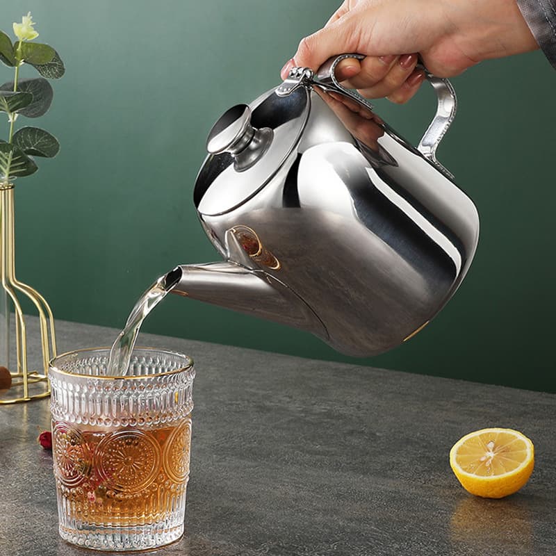 Stainless Steel Ounce Tea Pot with Filter and Thickened Design, for Home or Commercial Use in 20/32/48/70 oz Sizes