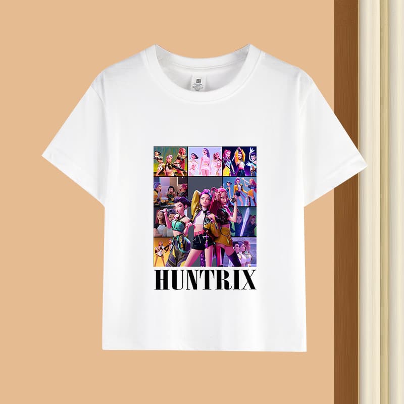 Cross-Border Cartoon Print 150g Pure Cotton White Crew Neck Short-Sleeve Loose T-Shirt for Older Children