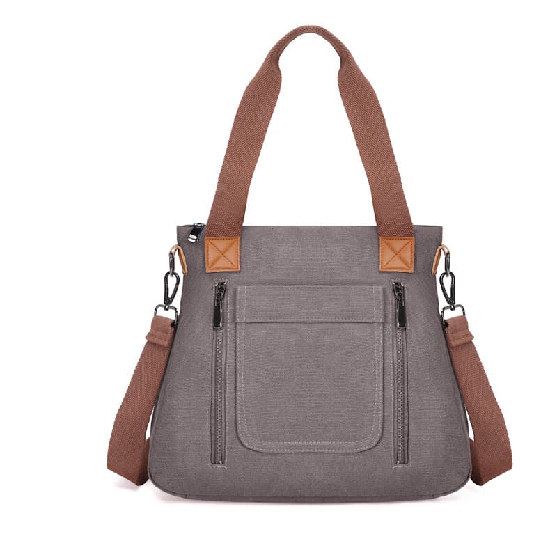 Large Capacity Canvas Tote Bag Women Casual Crossbody Shoulder Bag Simple Urban Style Double Layered Strap Daily Match