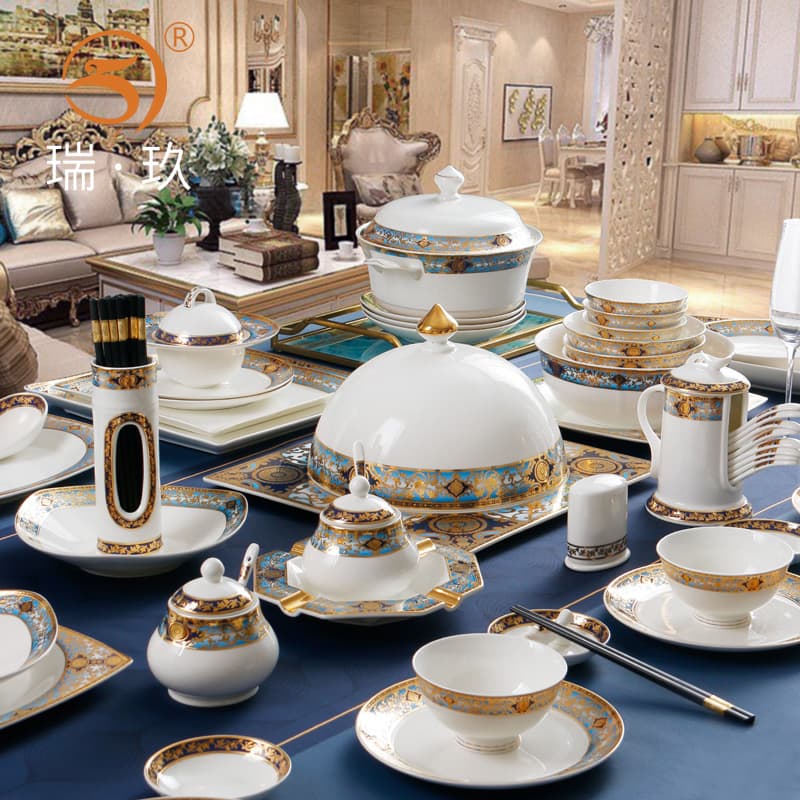 Embossed Gold Dinnerware DIY Mix-and-Match Bone China Plates Bowls Dishes European Style Home Large Bowls Small Bowls Plates