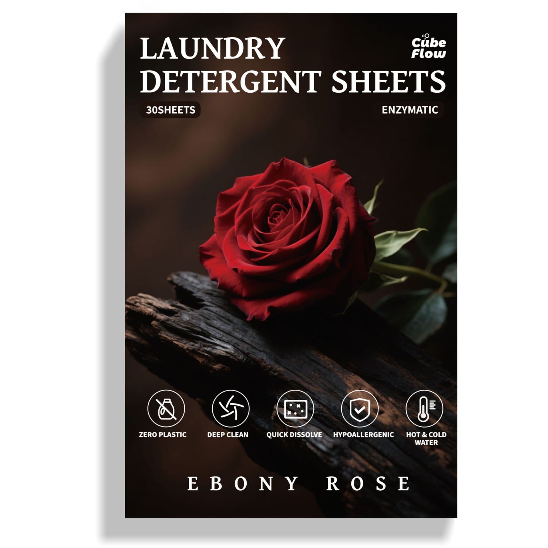 Cross-border 30-pack Oud Rose Clear Laundry Sheets, Stain Removal, Long-lasting Fragrance, Concentrated Bio-enzyme Laundry Sheets