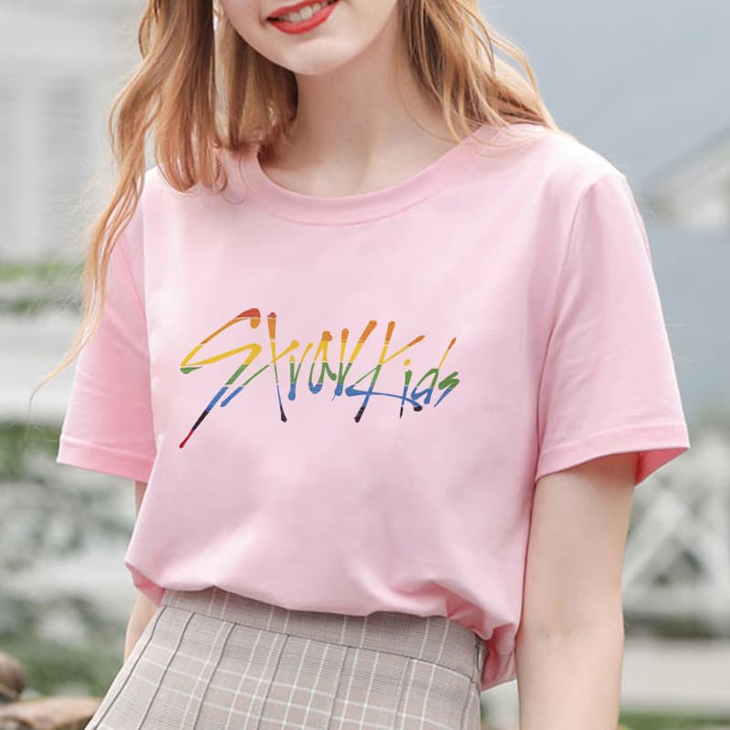 Korea Boy Group Stray Kids Letter Print T-Shirt K-Pop Fans Style