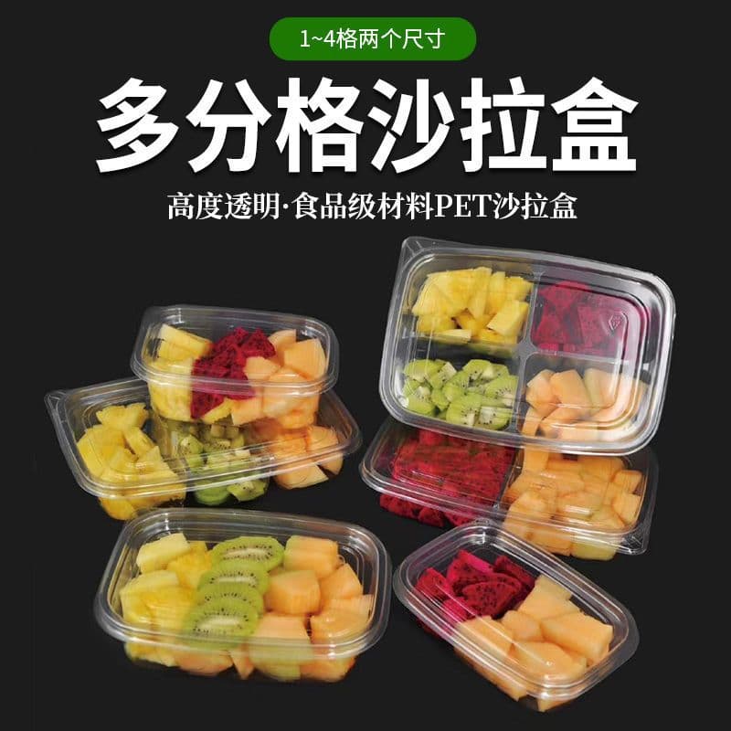 Disposable Multi-Compartment Fresh Fruit Cut Container with Lid, Sealed Fruit Box for Mixed Fruit Platters and Packaging