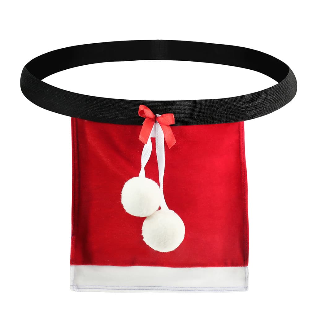 Tzy1094T Men's Sexy Underwear Briefs Wholesale Christmas Ball Elastic Modesty Cover Thong T-Back