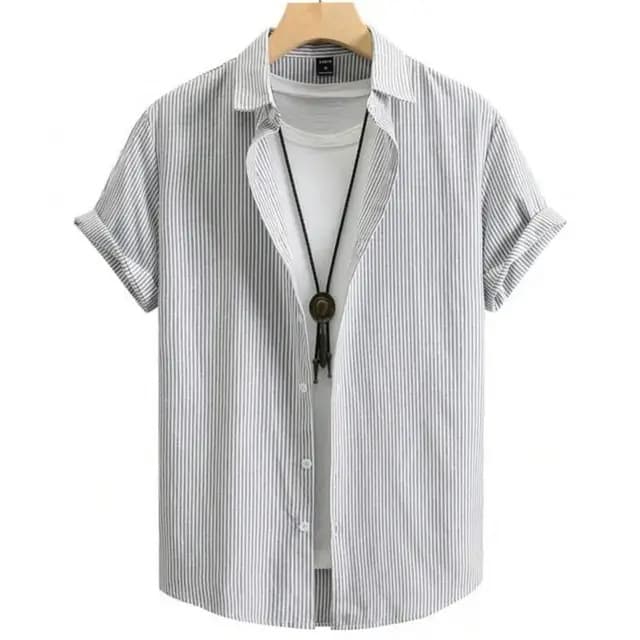 Cross-border independent site Amazon men's shirt 3D printed striped shirt high-quality clothing loose oversized size