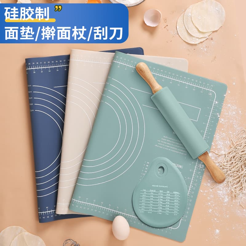 Japanese silicone measuring kneading mat, household rolling board, large, thickened, food-grade, non-slip, non-stick, baking tool.
