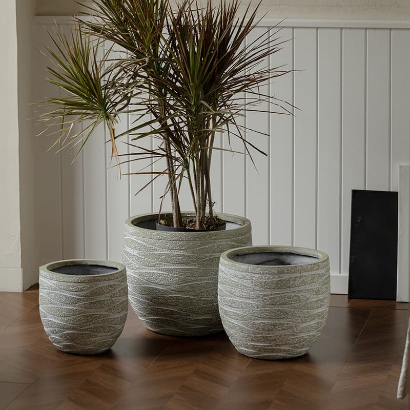 Simple Round Gray Flower Pot Planter Basket for Office Decoration
