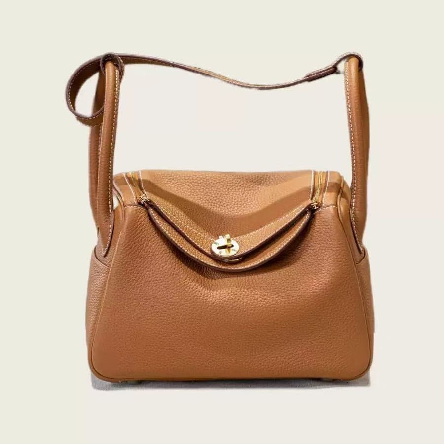 H's New High-End Lindy Bag 26 First-Layer Cowhide Steel Hardware Princess Style Handbag Fashionable Versatile Bag