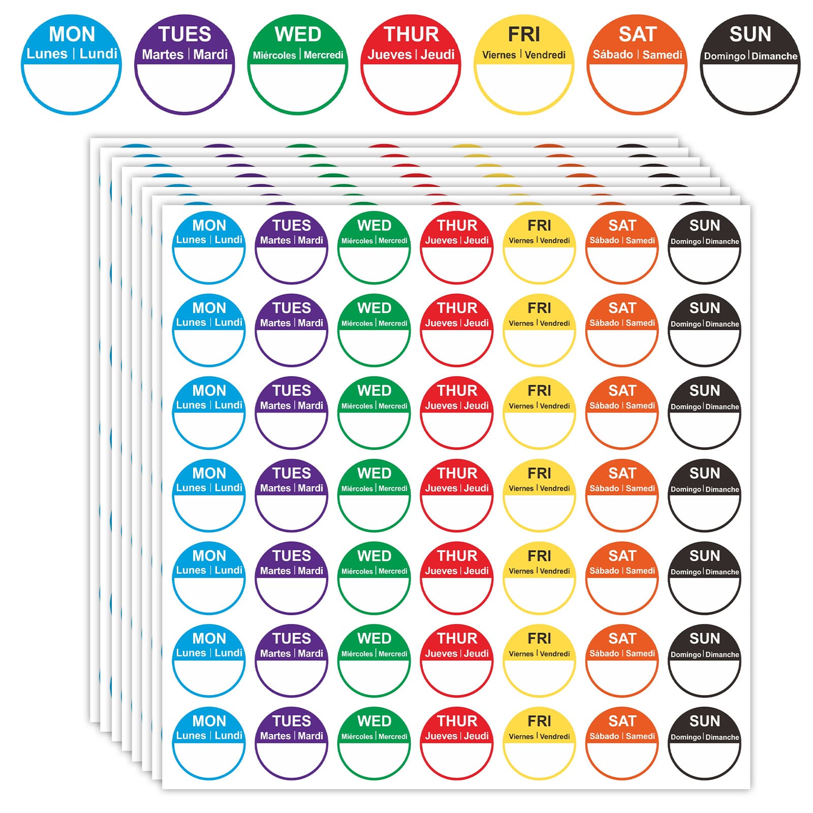 Days of The Week Labels 1 Inch Color-Coded Food Rotation Labels - Self-Adhesive Labels