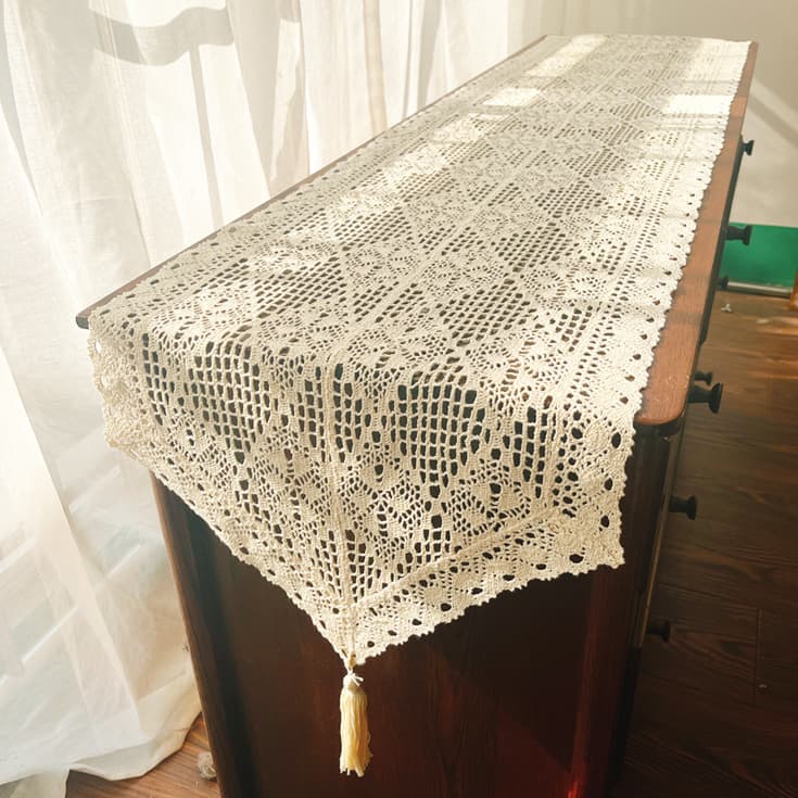Factory wholesale Nordic pastoral pure cotton crochet TV cabinet sideboard cupboard shoe cabinet dining table coffee table tablecloth table runner