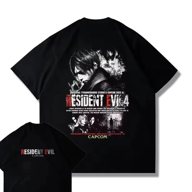 Games Short Sleeve T-Shirt Men's Top Kap Resident Evil C Clothing Print PS Harajuku Custom Y Heavy