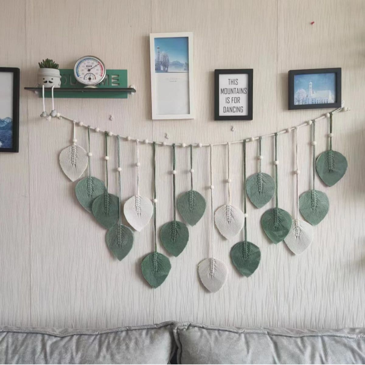 Bohemian Decor Handwoven Leaf Tapestry Children's Room Background Tassel Wall Hanging Photo Bedroom Decor Resin Material Countryside Style