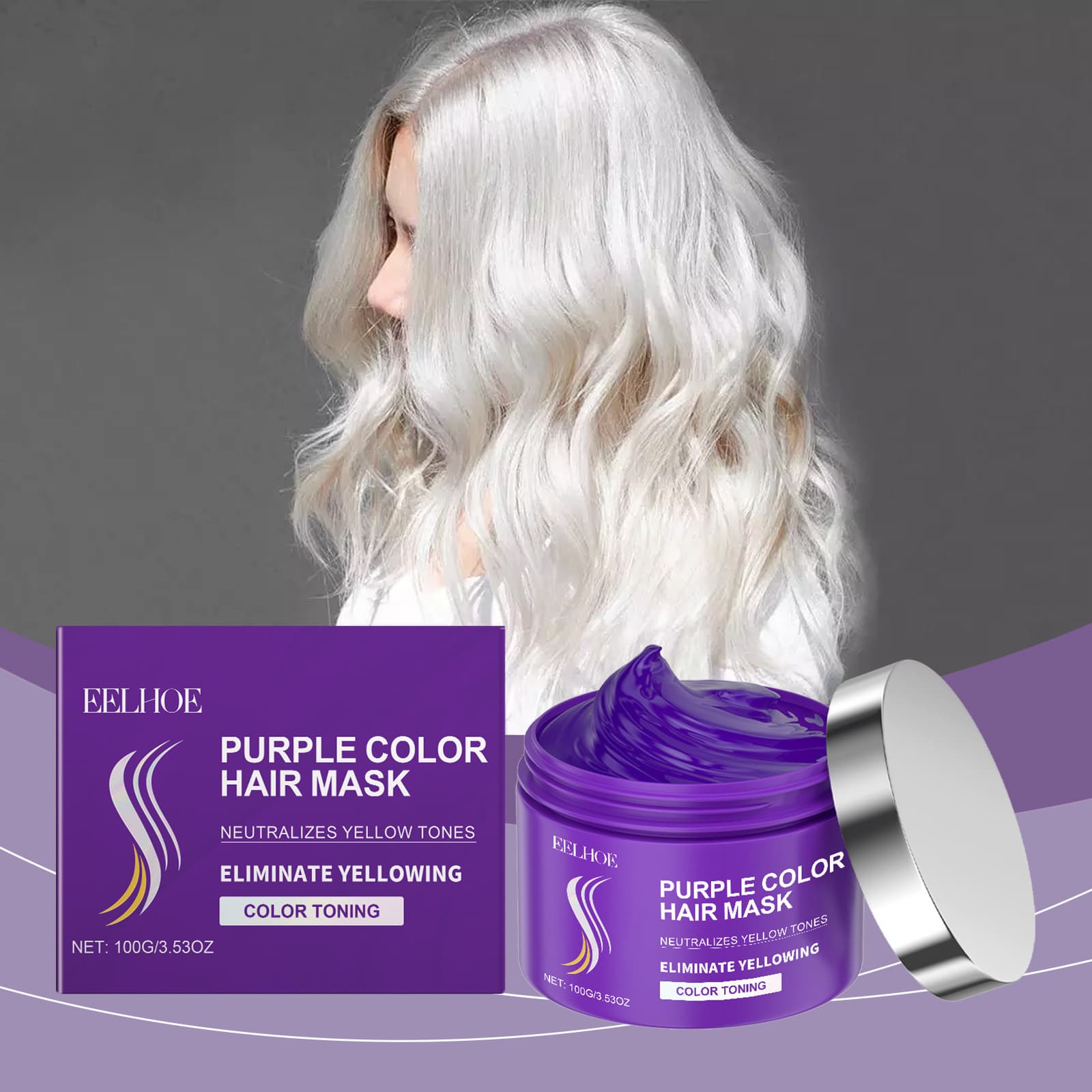 Eelhoe Keratin Purple Hair Mask Moisturizes and Cares for Dry, Rough, Smooth and Shiny Hair
