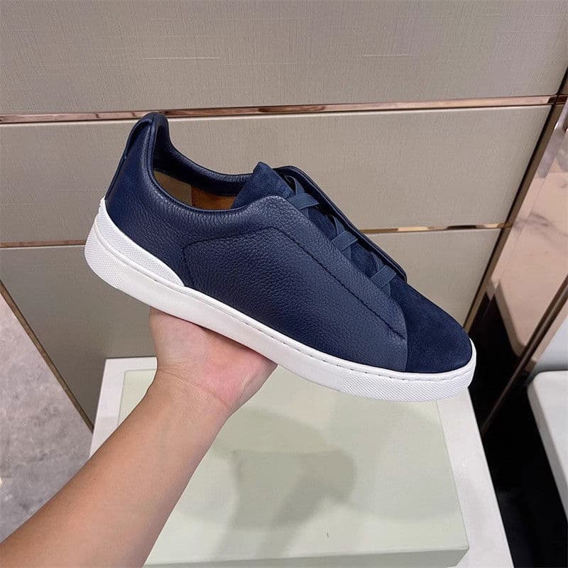 Flat Skate Shoes with Elastic Band, Men's Lace-Up Casual Shoes, Slip-On Non-Slip Casual Shoes