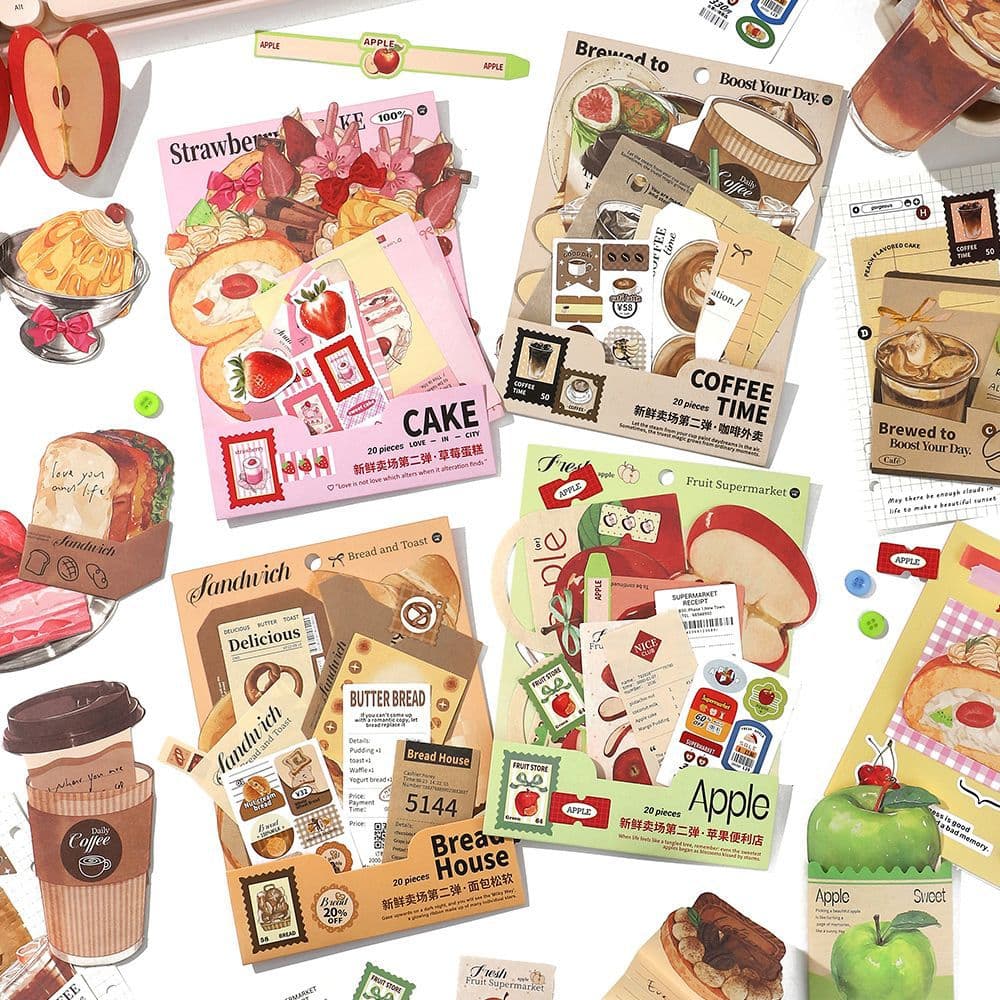 Infeel.Me Material Pack, Fresh Market Second Edition, Creative Fun DIY Mechanism Journal Decoration Collage Paper