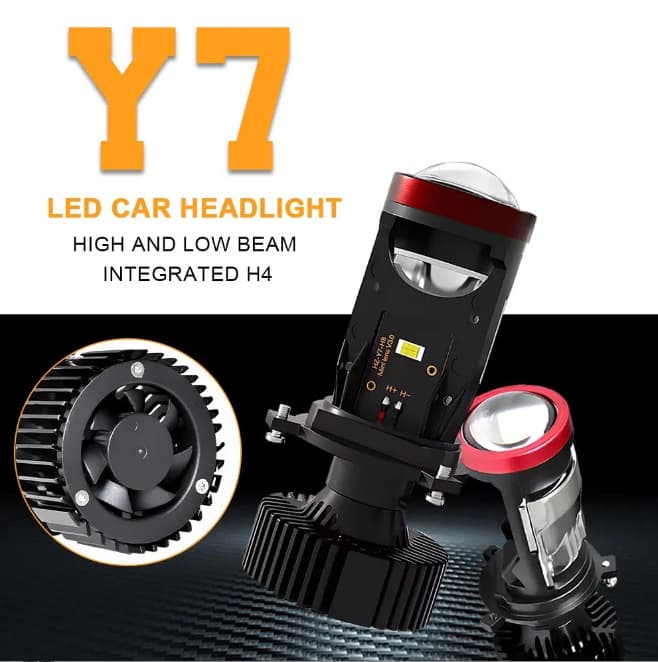 New Y6D Y7D Y8 Car LED Headlight H4 with Lens Super Bright Focused High/Low Beam Headlamp Projector Light