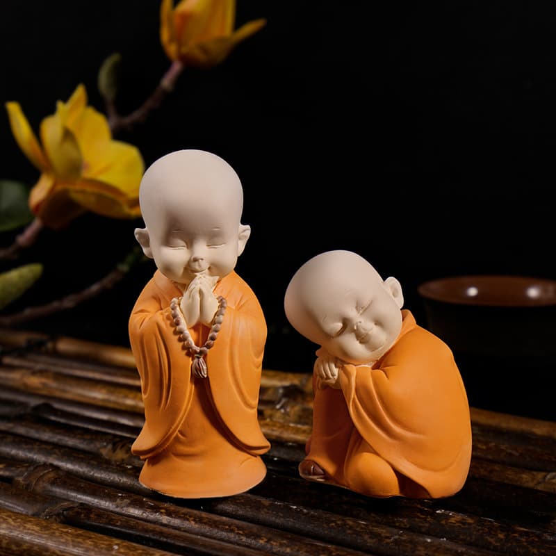 New Little Monk Candle Mold, Zen Little Monk Plaster Resin Figurine for Home Desk, Candle Silicone Mold