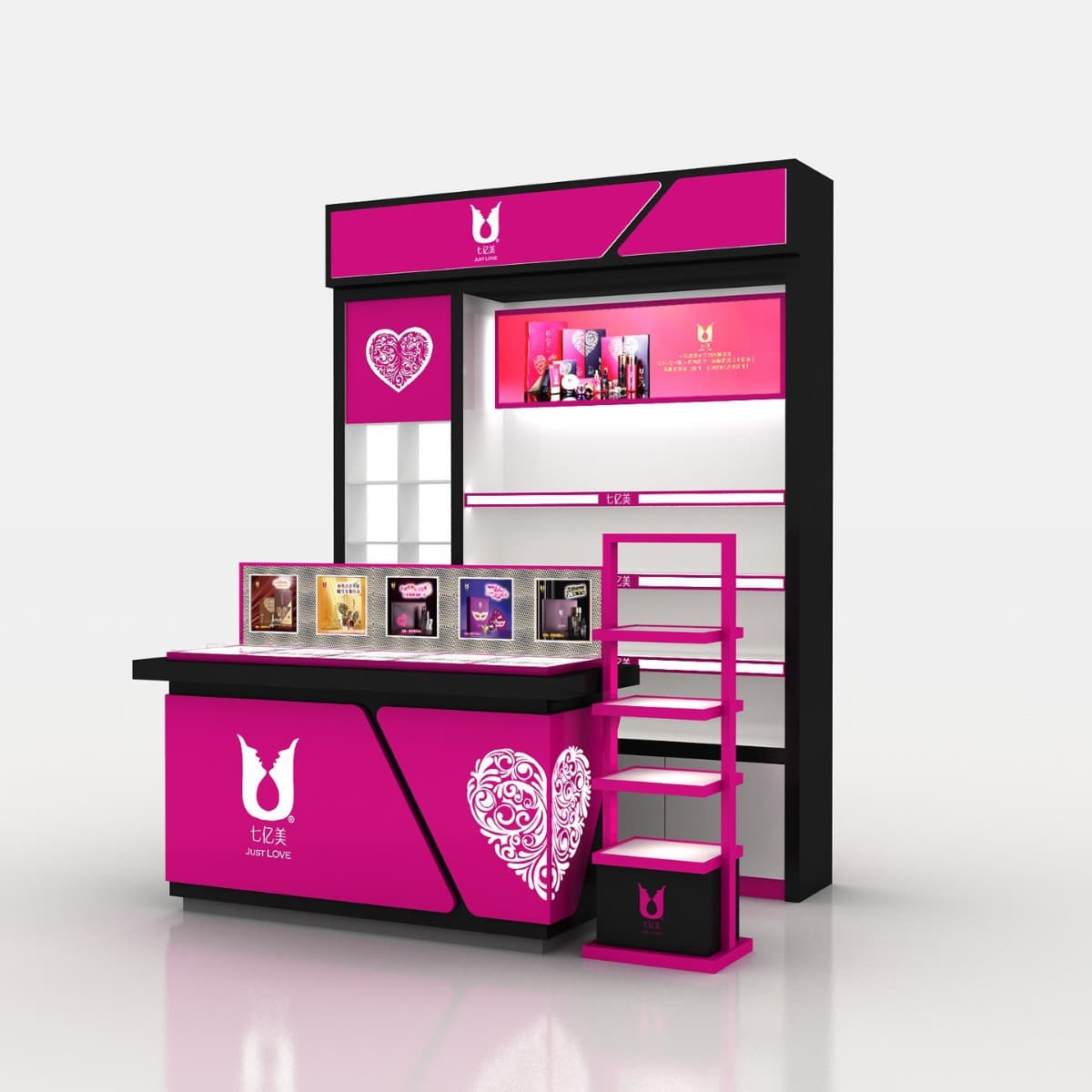 Custom Cosmetic Promotion Table Store Back Cabinet Product Wall Customized Glossy Paint Company Factory Sample Room Display
