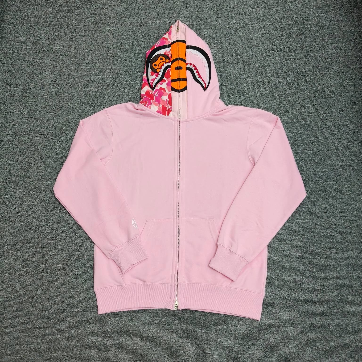 Cross-border wholesale drop shipping shark head double hood black pink hoodie unisex cardigan zipper trendy couple jacket