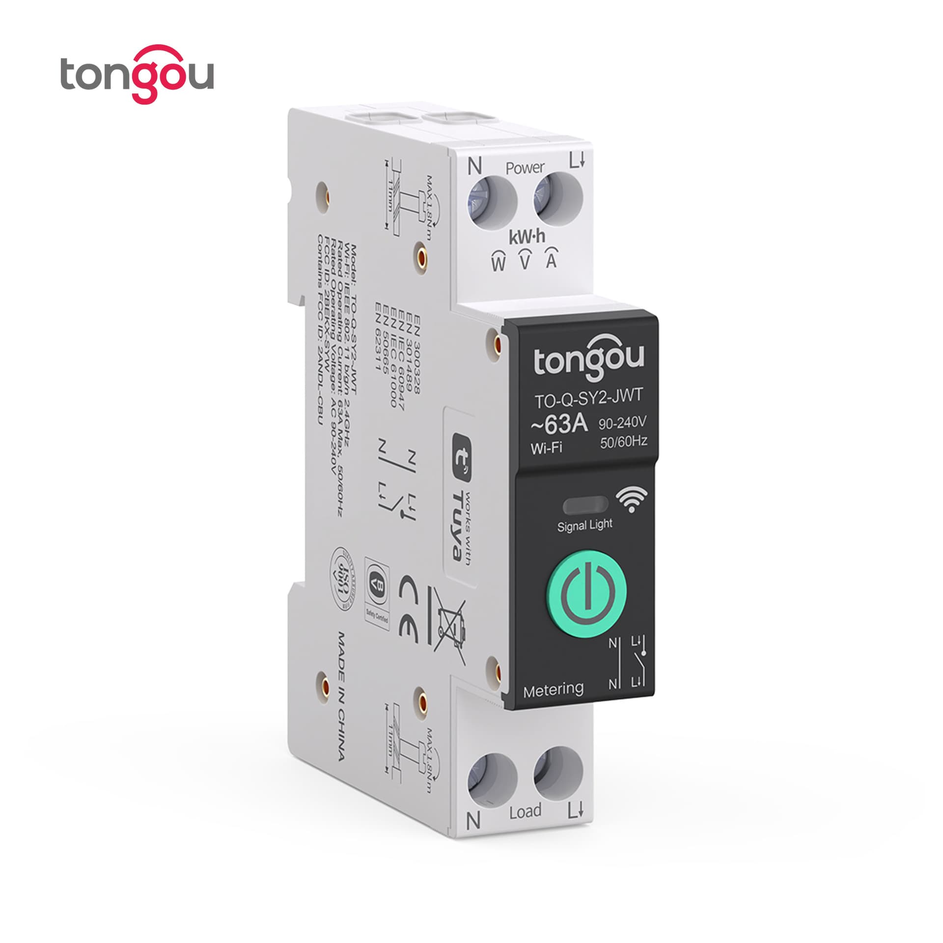 Tuya WiFi Smart Circuit Breaker with Metering, Overcurrent Protection, Over/Under Voltage Protection, Mobile Wireless Remote Control