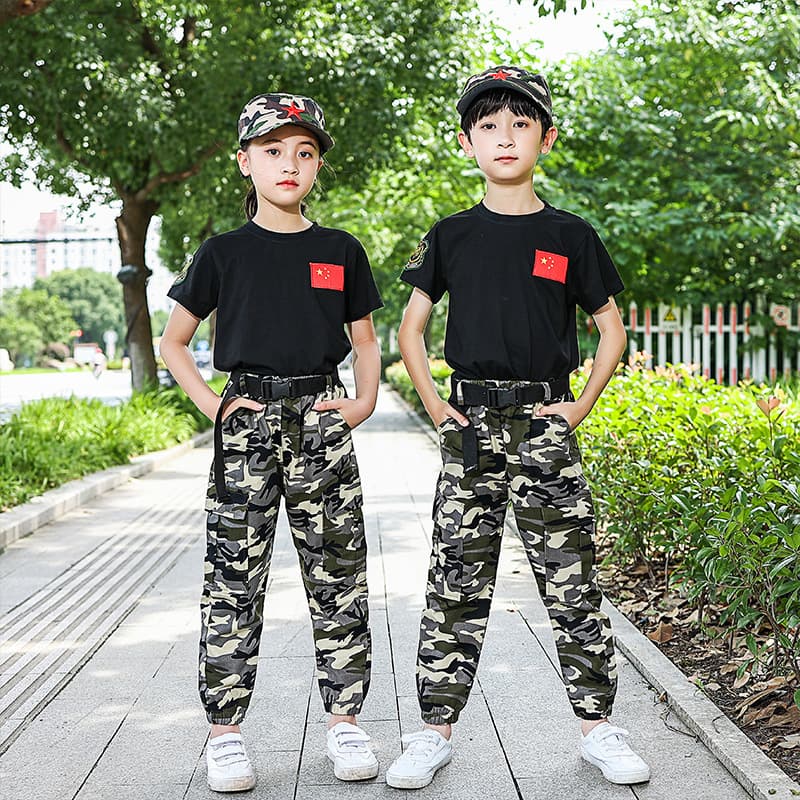2023 Autumn Kids Camouflage Suit Student Military Training Outfit Outdoor Team Uniform Army Style Cool & Beautiful
