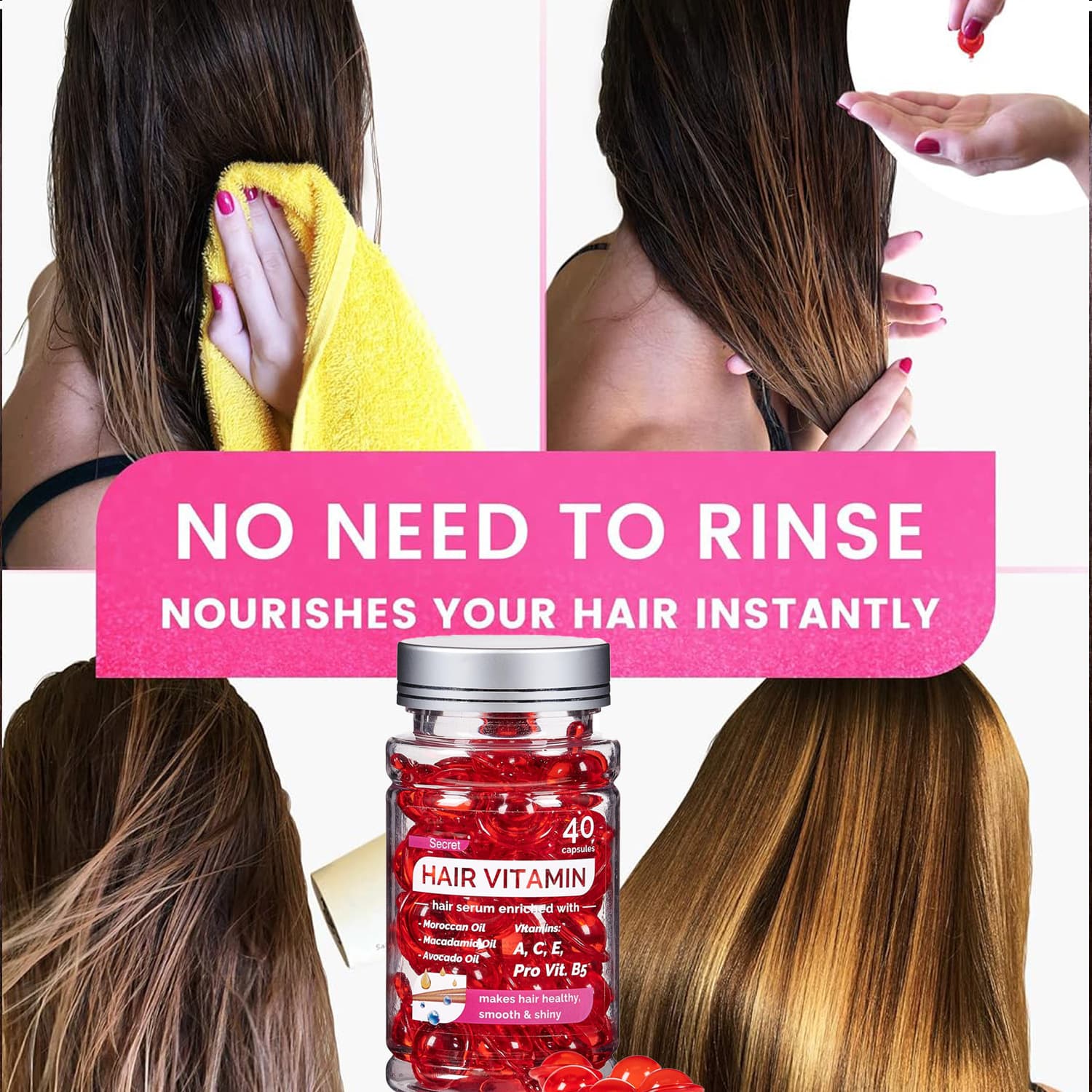 Cross-border Trade Hair Capsules Moroccan Vitamin No-Rinse Hair Care Essential Oil Nut Oil Treatment Serum Hair Oil