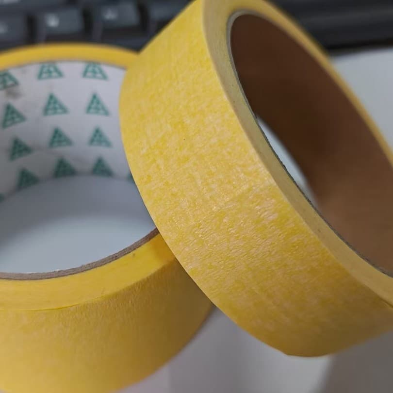 Yellow crepe paper tape for wall no-trace spray painting masking, grout line color separation