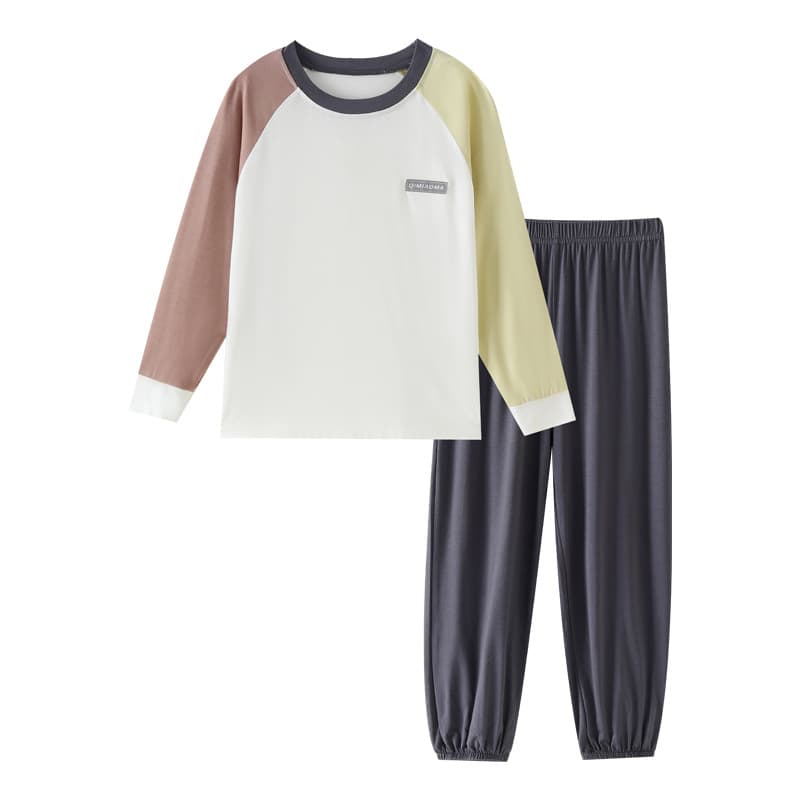 Children's Modal Pajamas Boys Home Wear Girls Big Kids Air Conditioning Suit Parent-Child Spring Autumn Long Sleeve Fashionable Trendy