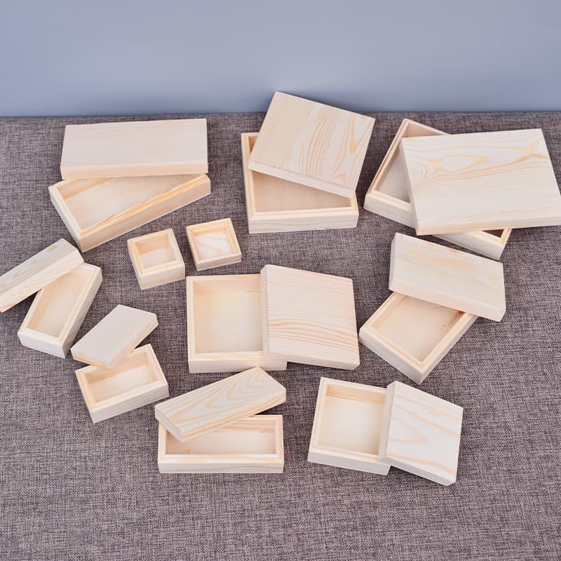 Wooden pine box with top and bottom lid, souvenir gift storage box, DIY small wooden box, gift box wholesale