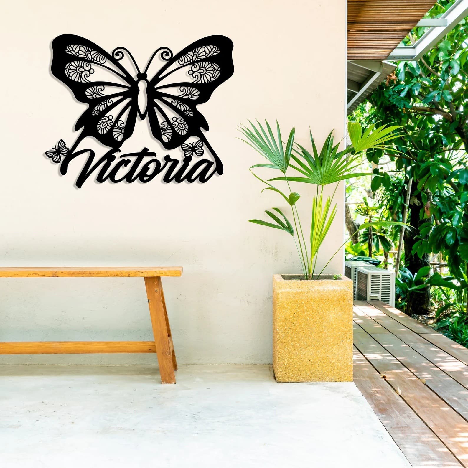 Personalized butterfly metal logo, butterfly name tag, Mother's Day gift, flower butterfly wall decoration