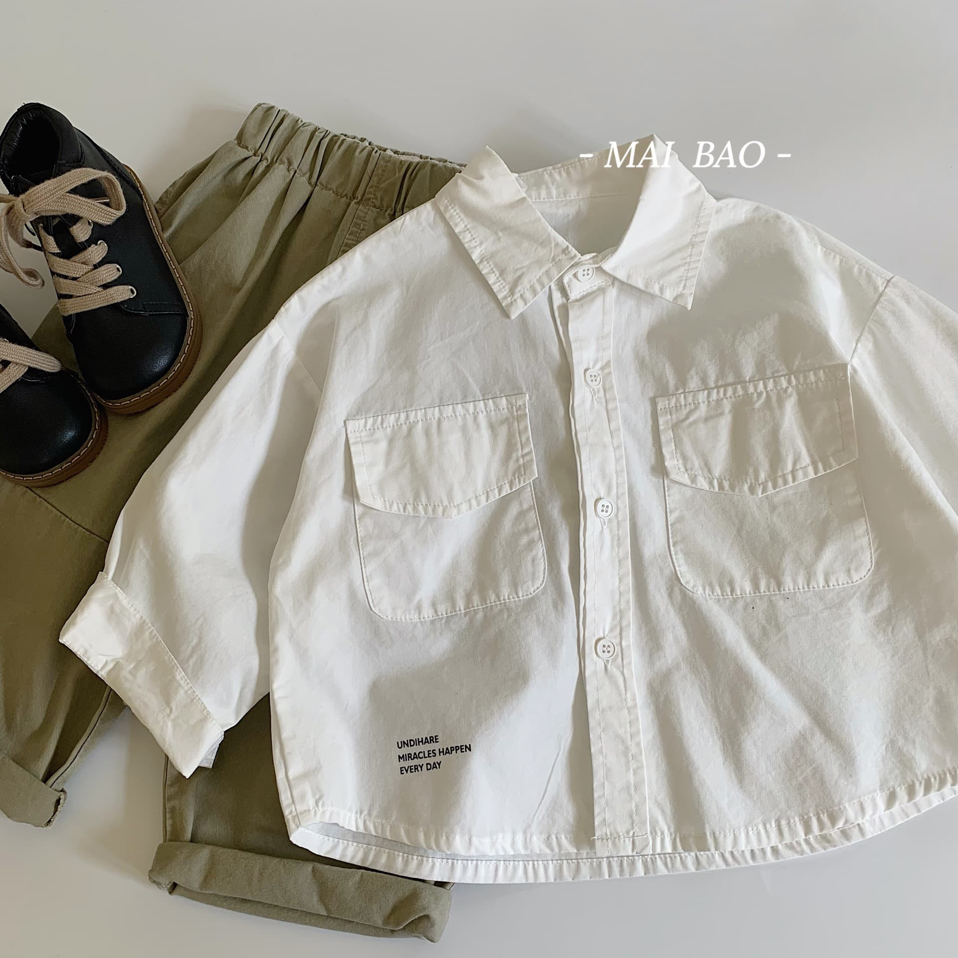 Maibao Custom Kids Shirt 2024 Autumn Boys Letter Cotton Loose White Long Sleeve Casual Top