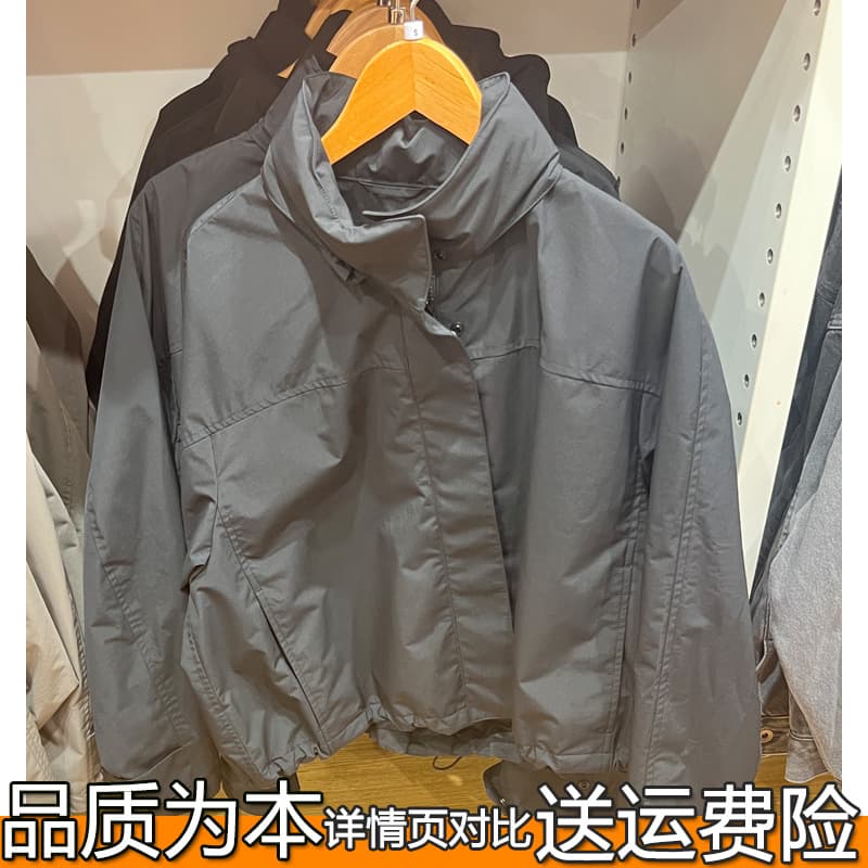 Women's Windproof Stand Collar Zip-Up Jacket Loose Hooded Short Coat Casual Long Sleeve Jacket Spring Style 474894