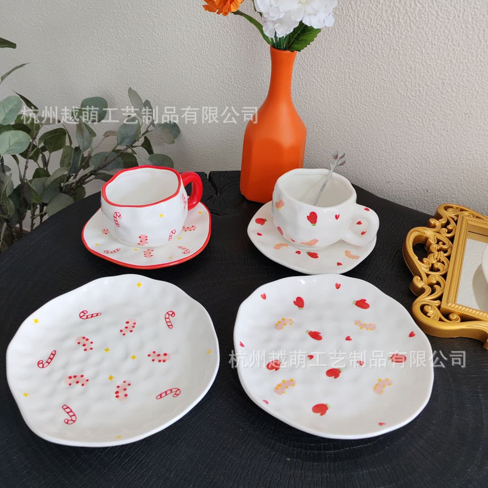 2026 Christmas New Collection Ceramic Bowl, Plate, Cup & Saucer Set, Milk Cup, Underglaze Mug