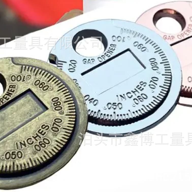 Coin feeler gauge, 0.5-2.5mm zinc-aluminum alloy spark plug gauge, 0.20-1.00 inch imperial spark plug gauge.