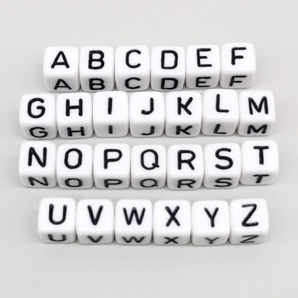 10mm 26 English Plastic Acrylic Letter Beads for Children's Toys DIY Name Pacifier Chain Teether Beads Set