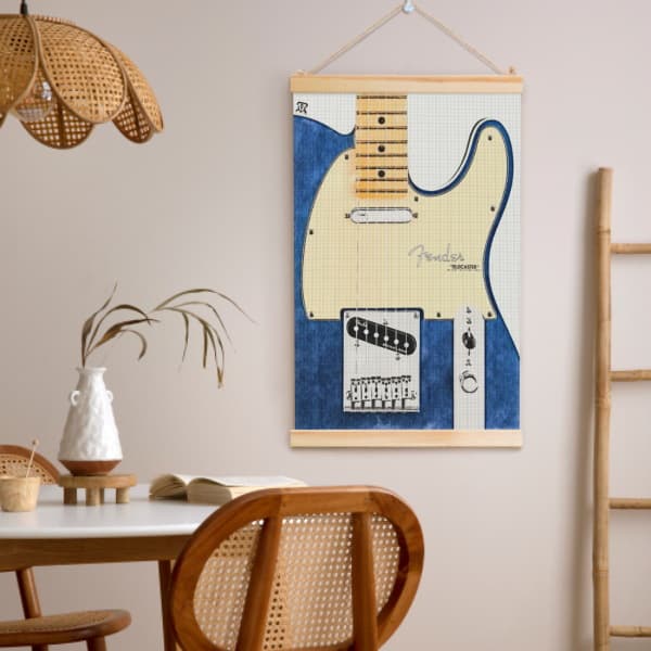 Modern Abstract Watercolor Guitar Poster Jit Dropshipping High-Definition Wooden Scroll Wall Art Export Warehouse Supply Source Temu