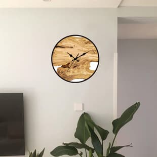 New Chinese Style Simple Acrylic Wall Clock, Wood Grain Texture Clock, Living Room Decorative Wall Clock, Fashion Silent Clock