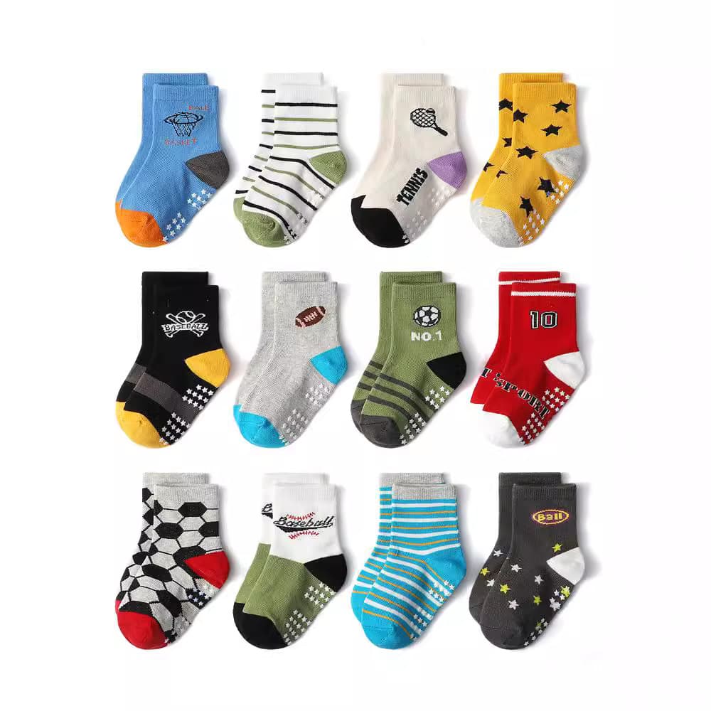 2025 Amazon Fall Winter Soccer Socks for Boys, Mid-Calf Cartoon Cotton Socks, Breathable, Anti-Slip Children's Socks