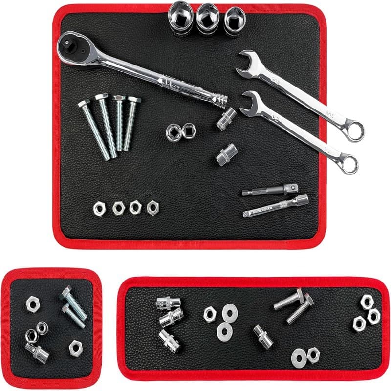 Cross-border new product 3-piece set magnetic tool pad magnet tool storage pad black green magnetic leather pad