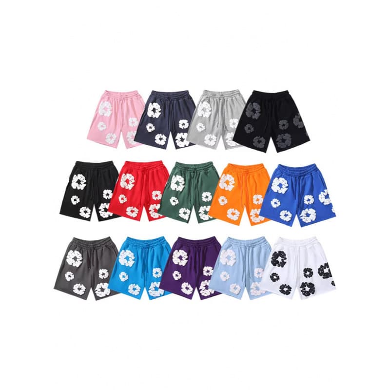 Cross-border summer Denim Tear European and American trend fashion printed high street loose street shorts men's and women's pants