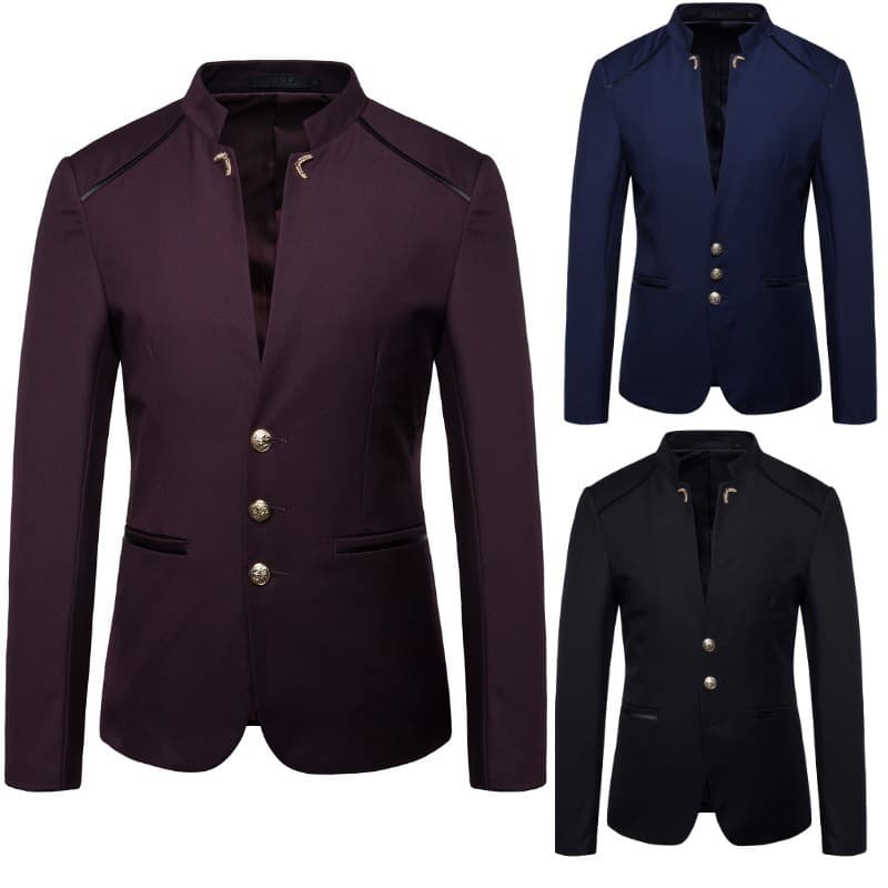 Cross-border e-commerce 2021 spring new men's fashion trendy button decorated suit jacket men slim suit