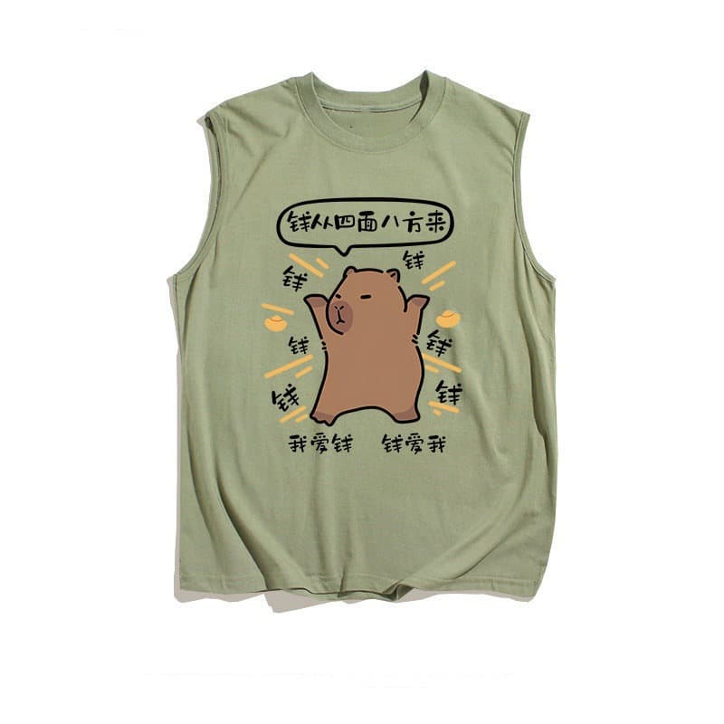 Qian Lai Bala flavor funny graphic printed vest summer new round neck sleeveless sweatshirt fitness home wear 12