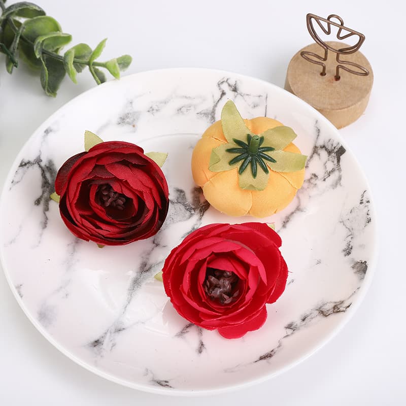 Simulated flower heads, autumn tea roses, wedding silk flowers, wholesale wedding room decoration manufacturers supply high simulation wedding decorations