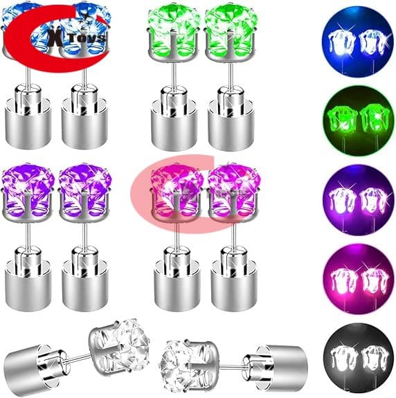New Style Bar Nightclub Trendy LED Crown Earrings LED Light Glowing Earrings Wholesale In Stock