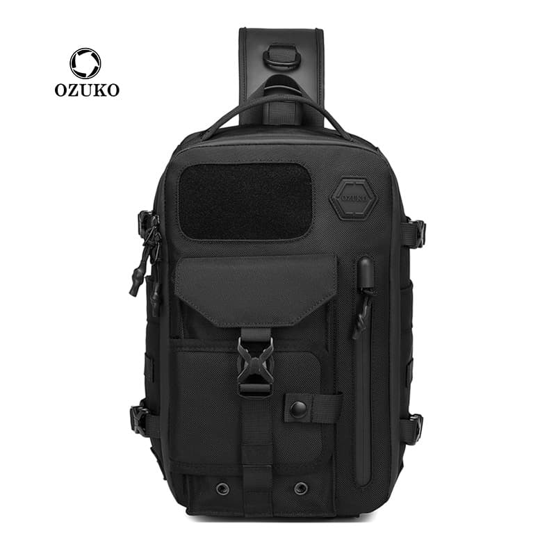 Ozuko Crossbody Bag Men's Tactical Chest Bag Large Capacity Waterproof Lightweight Wear-Resistant Multi-Functional Outdoor Sports Shoulder Bag
