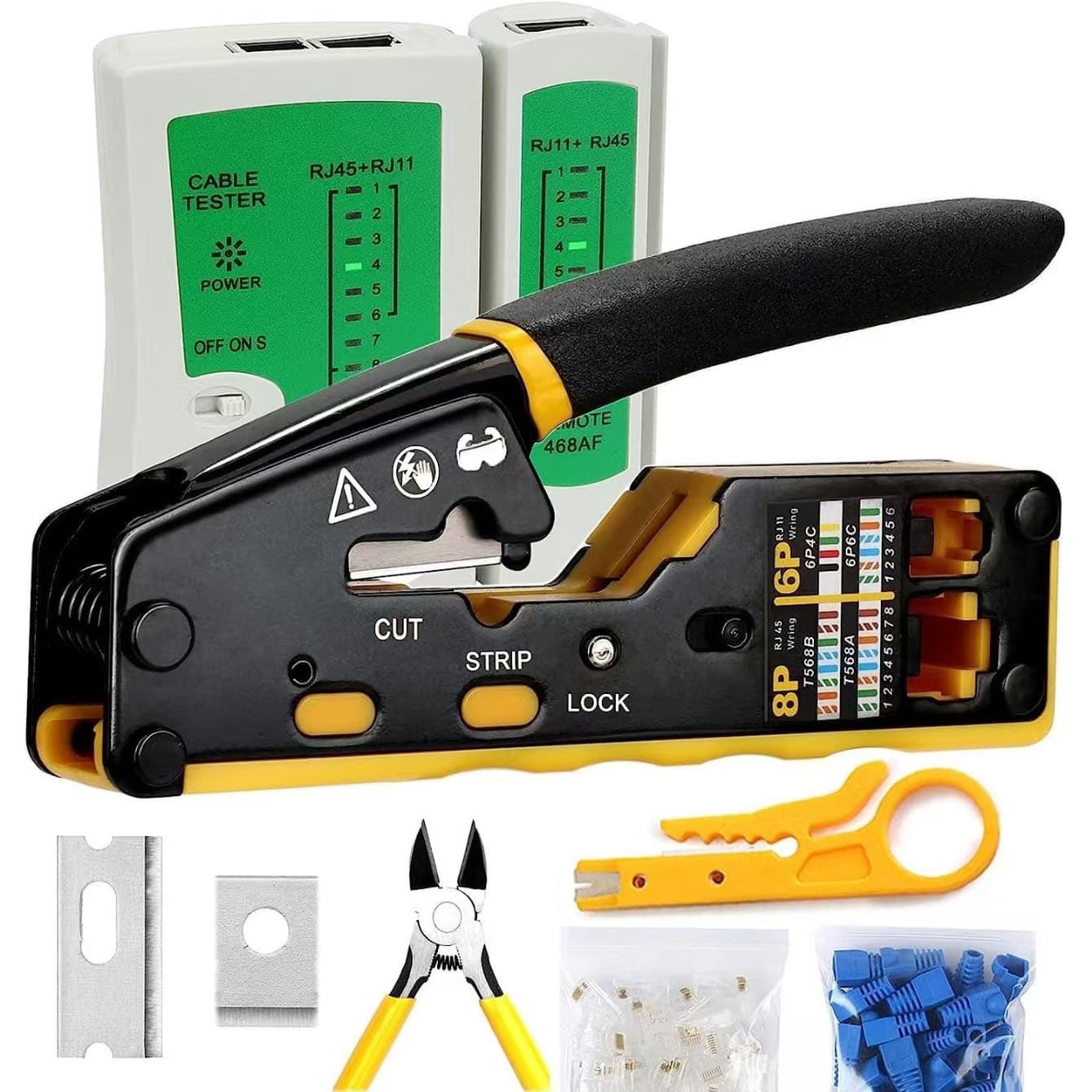 Amazon network cable pliers household tool set set pliers network cable pliers RJ45 through hole crystal head wire stripper