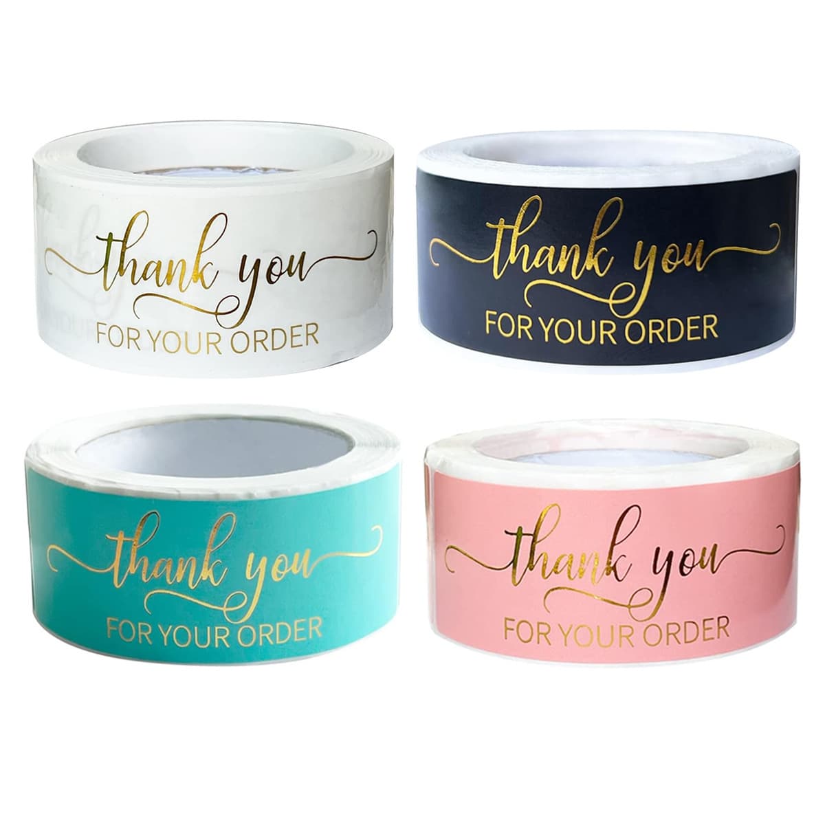 125 Stickers/Roll Gold Foil Thank You Seal Sticker Gold English Journal Gift Packaging Label Sticker